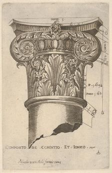 Composite capital with measurements, ca. 1537. Creator: Master GA
