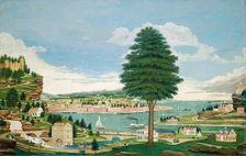 Composite Harbor Scene with Castle, c. 1875. Creator: Jurgan Frederick Huge