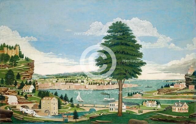 Composite Harbor Scene with Castle, c. 1875. Creator: Jurgan Frederick Huge.