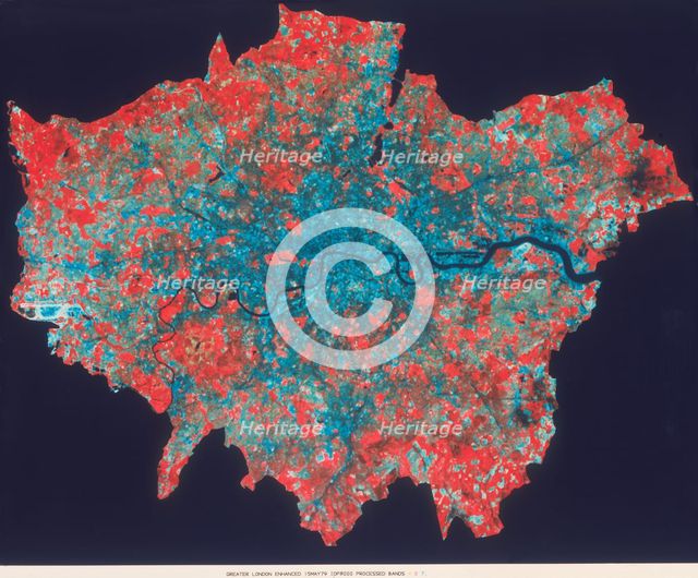 Composite Landsat false colour image of Greater London, 1979. Creator: Unknown.