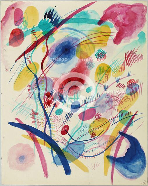 Composition in red, blue, green and yellow, 1913. Creator: Kandinsky, Wassily Vasilyevich (1866-1944).