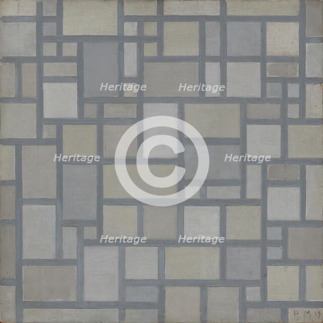Composition: Light Colour Planes with Grey Lines (Composition with Grid 7), 1919. Creator: Mondrian, Piet (1872-1944).