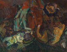 Composition sketch after Delacroix: Dante and Vergil, c1925. Creator: Edvard Weie