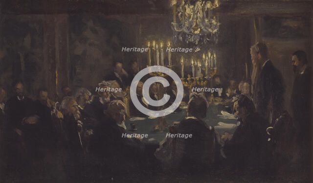 Composition sketch for "A Fashion in the Society of the Sciences" in the Society of the Sciences,189 Creator: Peder Severin Kroyer.