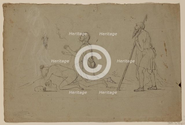 Composition Study of Three Shepherds, between 1832 and 1834. Creator: Thomas Cole.
