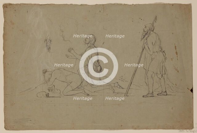 Composition Study of Three Shepherds, between 1832 and 1834. Creator: Thomas Cole.