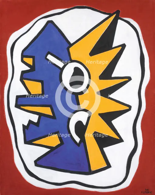 Composition sur fond rouge, 1945. Creator: Fernand Leger.