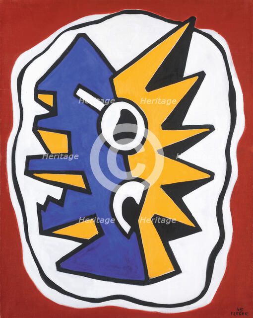 Composition sur fond rouge, 1945. Creator: Fernand Leger.