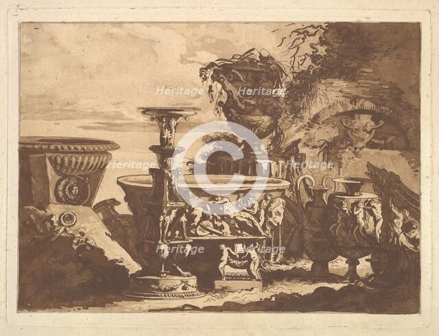 Composition with the Medici Vase, from Recueil de Compositions par Lagrenée Le Jeune (Coll..., 1782. Creator: Jean Jacques Lagrenee.