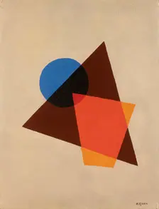 Composition with transparent red, brown and blue, 1920. Creator: Klyun, Ivan Vassilyevich (1873-1942)