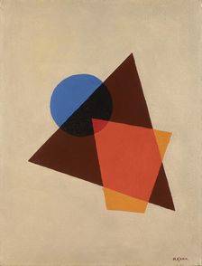 Composition with transparent red, brown and blue, 1920. Creator: Klyun, Ivan Vassilyevich (1873-1942)