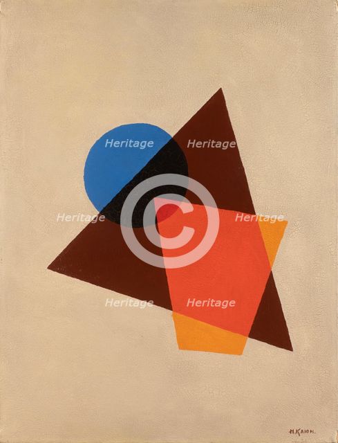 Composition with transparent red, brown and blue, 1920. Creator: Klyun, Ivan Vassilyevich (1873-1942).