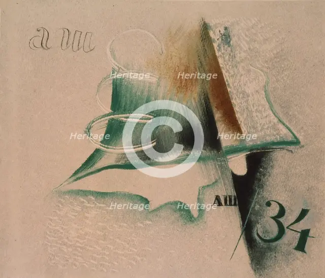 Composition with two letters, 1934. Artist: Shevchenko, Alexander Vasilyevich (1883-1948)