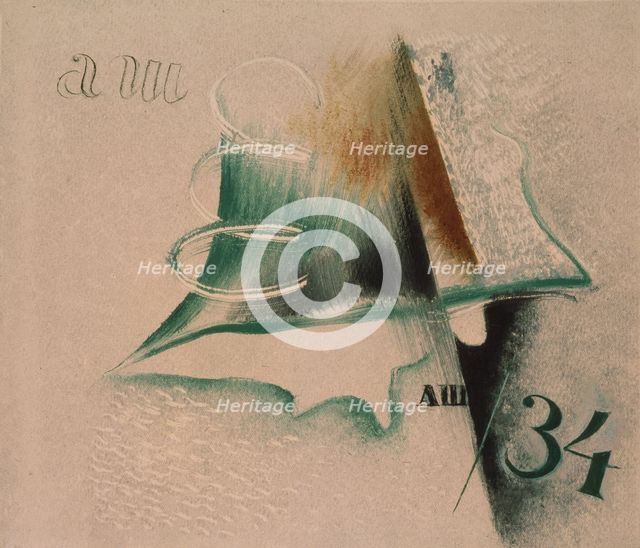 Composition with two letters, 1934. Artist: Shevchenko, Alexander Vasilyevich (1883-1948)
