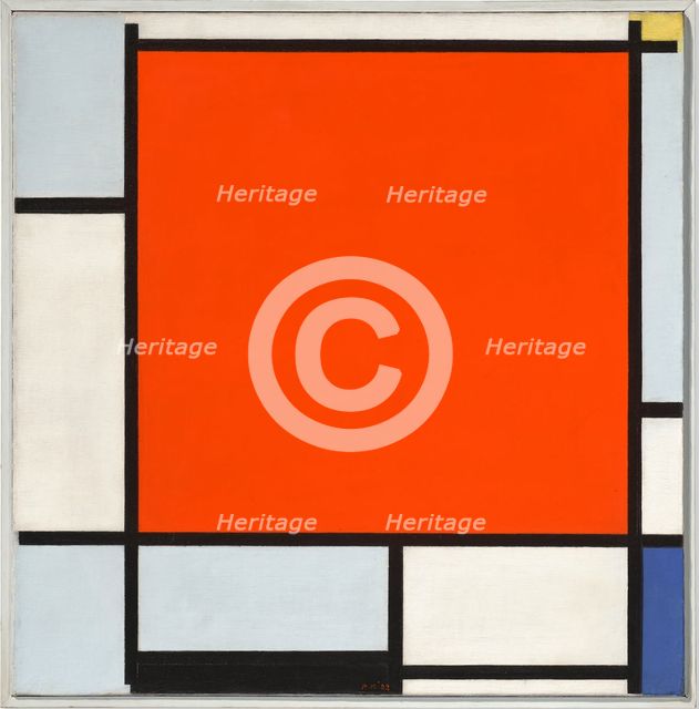 Composition with Large Red Plane, Bluish Gray, Yellow, Black and Blue, 1922. Creator: Mondrian, Piet (1872-1944).