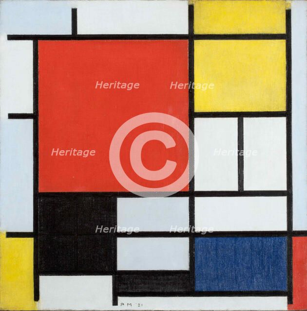 Composition with Large Red Plane, yellow, black, grey and blue, 1921. Creator: Mondrian, Piet (1872-1944).