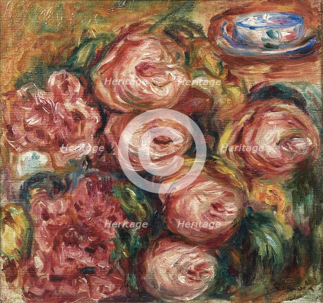 Composition with roses and a cup of tea. Artist: Renoir, Pierre Auguste (1841-1919)