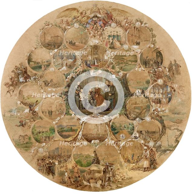 Composition to the celebration of the silver wedding of Emperor Alexander II, 1866. Artist: Zichy, Mihály (1827-1906)