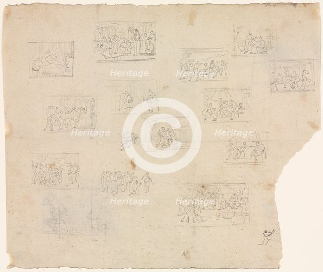 Compositional Sketches after Raphael and other artists, c. 1800. Creator: Unknown.