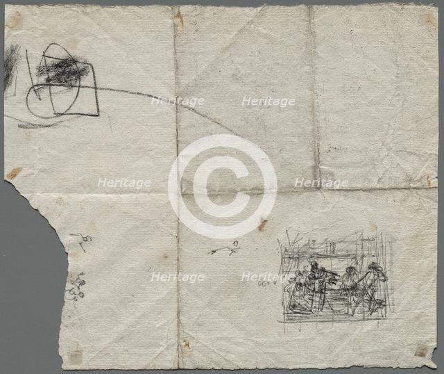 Compositional Sketches after Raphael and other artists (verso), c. 1800. Creator: Unknown.