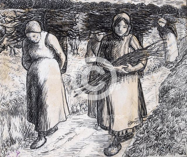 Compositional study for 'Faggot bearers', 1845 - 1903. Creator: Camille Pissarro.
