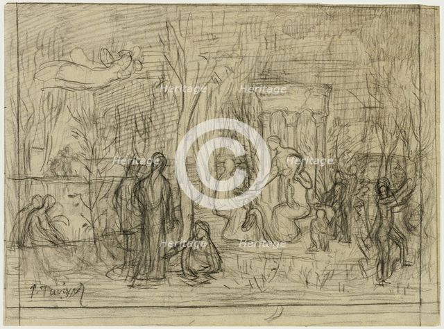 Compositional study for The Sacred Grove, Beloved of the Arts and the Muses, 1883/84. Creator: Pierre Puvis de Chavannes.