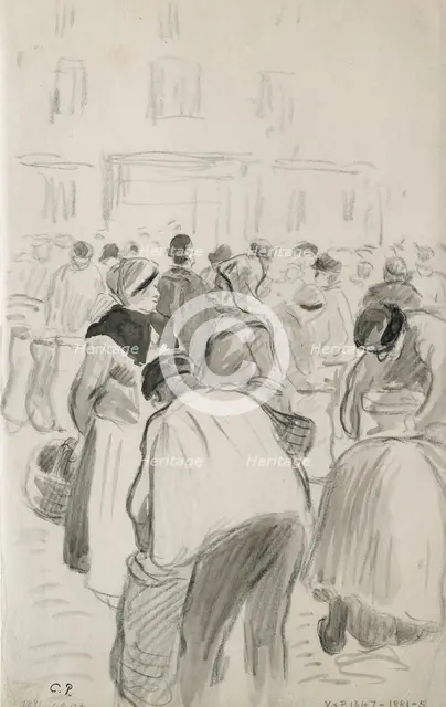 Compositional study of the market at Pontoise, 1881. Artist: Camille Pissarro.