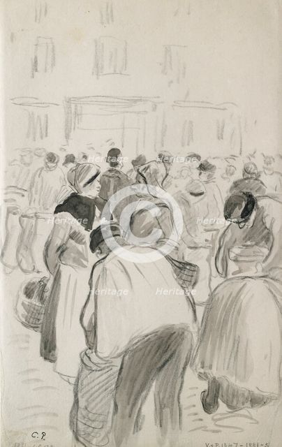 Compositional study of the market at Pontoise, 1881. Artist: Camille Pissarro.
