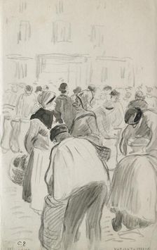 Compositional study of the market at Pontoise, 1881. Artist: Camille Pissarro