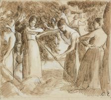 Compositional study of a harvesting scene, 1845 - 1903. Creator: Camille Pissarro