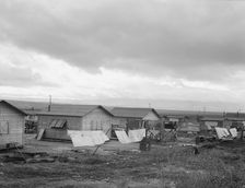 "Company" cotton pickers camp after picking season, Buttonwillow, California , 1939. Creator: Dorothea Lange