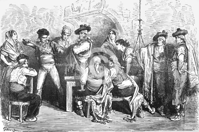 ''Company in a Spanish Inn; Notes on Spain', 1875. Creator: Unknown.