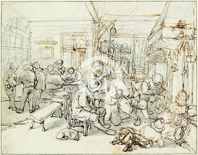 Company of Peasants in a Tavern, ca 1675. Artist: Ostade, Adriaen Jansz, van (1610-1685)