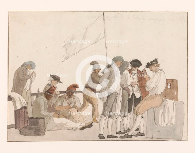 Company on board ship l'Heureuse Marianne, 1778. Creator: Louis Ducros.