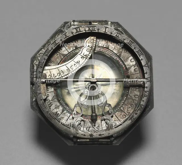 Compass and Sun Dial, 1700-1750. Creator: Unknown.
