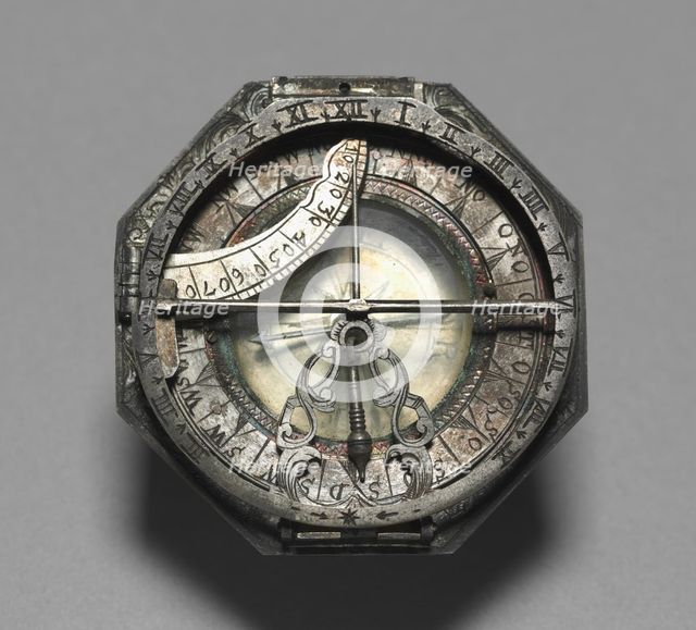 Compass and Sun Dial, 1700-1750. Creator: Unknown.