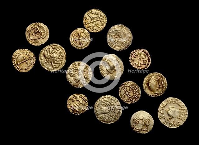 Complete non-local Anglo-Saxon Coin Hoard (The Crondall Hoard), 7th century. Artist: Unknown.