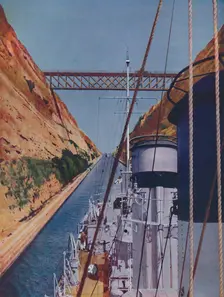 Completed in 1893, the Corinth Canal 1937