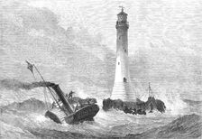 Completion of the Wolf-Rock Lighthouse: putting the keepers on the Rock, 1870. Creator: Unknown