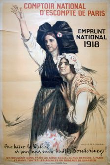 Comptoir National d'Escompte de Paris French World War I poster, 1918. Artist: Auguste Leroux
