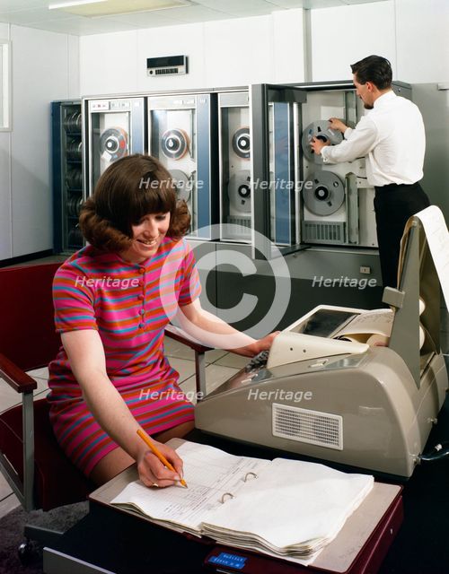 Computer room, Huntsman House, Tetley's brewers headquarters, Leeds, West Yorkshire, 1968. Creator: Michael Walters.