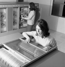 Computer room, Rotherham Infirmary, South Yorkshire, 1967. Creator: Michael Walters