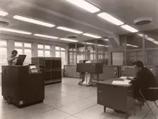 Computer room, Rowntree factory, York, Yorkshire, 1962