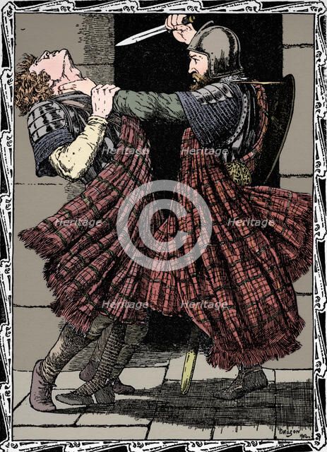 Comyn Stabbed By Bruce, 1902. Artist: Patten Wilson.