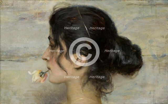 Con la rosa tra le labbra (With the Rose Between her Lips), 1895. Creator: Tito, Ettore (1859-1941).