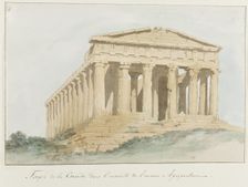 Concorde temple within walls of old Agrigentum, 1778. Creator: Louis Ducros