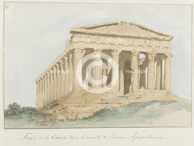Concorde temple within walls of old Agrigentum, 1778. Creator: Louis Ducros.