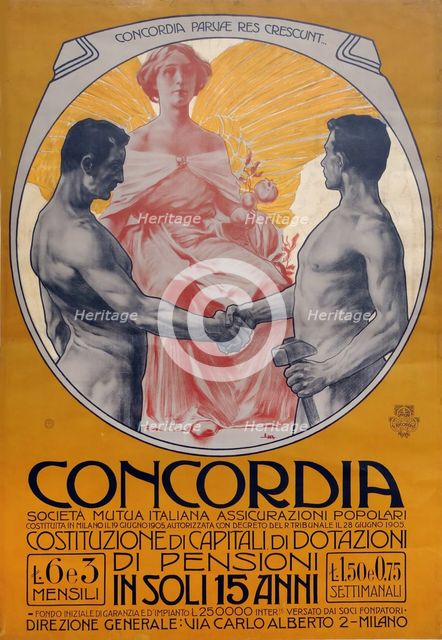 Concordia Assicurazioni, c1906. Creator: Metlicovitz, Leopoldo (1868-1944).