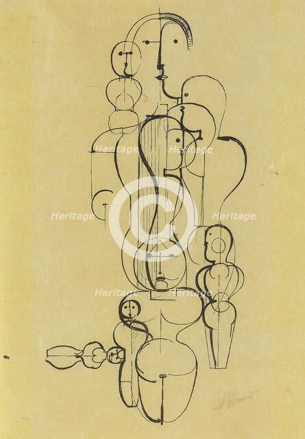 Concentric Group: Figure Plan K1 (Konzentrische Gruppe: Figurenplan K1), 1922. Creator: Schlemmer, Oskar (1888-1943).