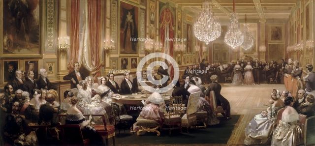 Concert in the Galerie des Guise at Chateau d'Eu, 4th September 1843. Artist: Lami, Eugène Louis (1800-1890)